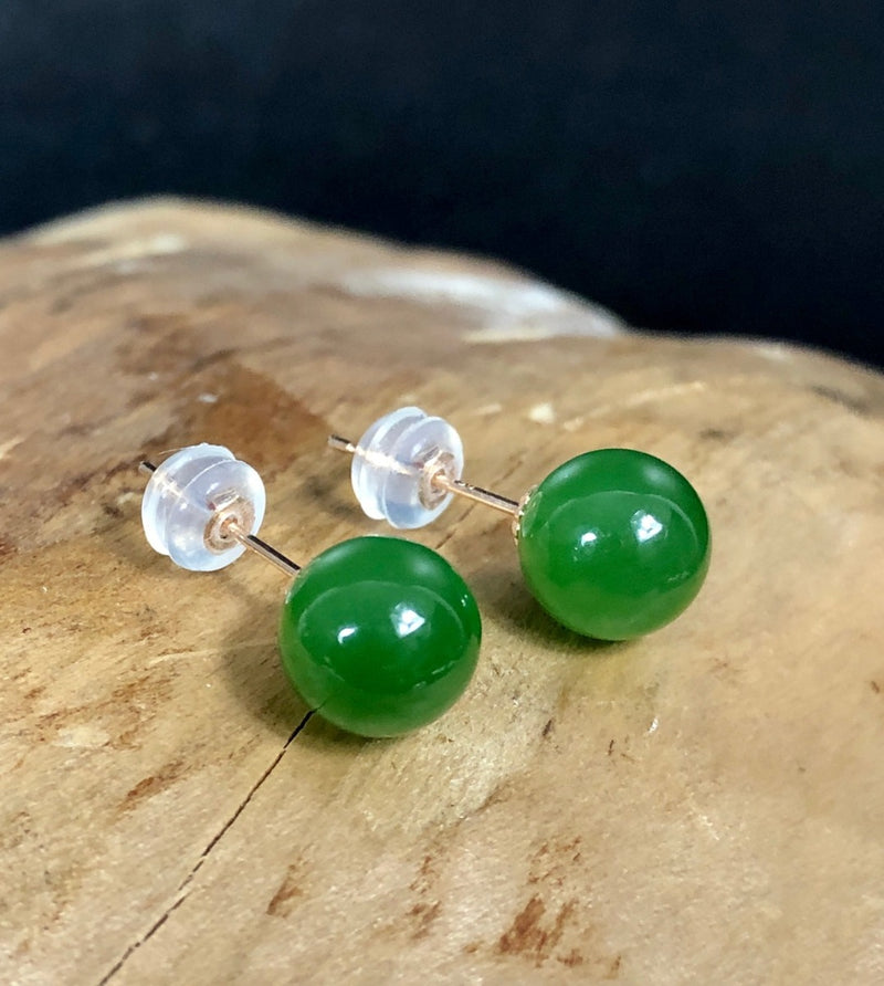 AA Siberian Jade 18k Gold Studs - 2 Sizes