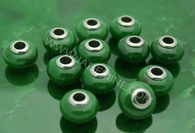 Jade Bead With Metal 14*7.5mm